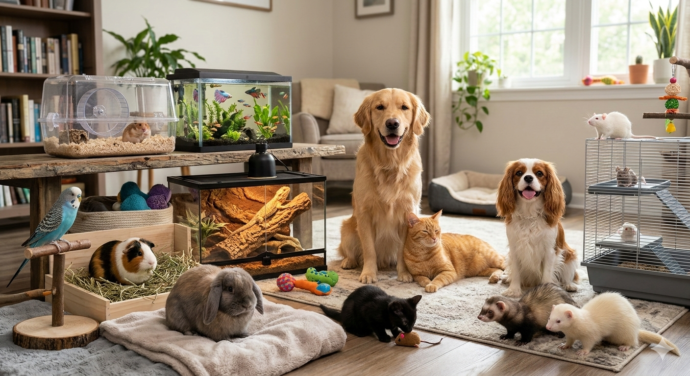Animaux domestiques — chiens, chats, lapins